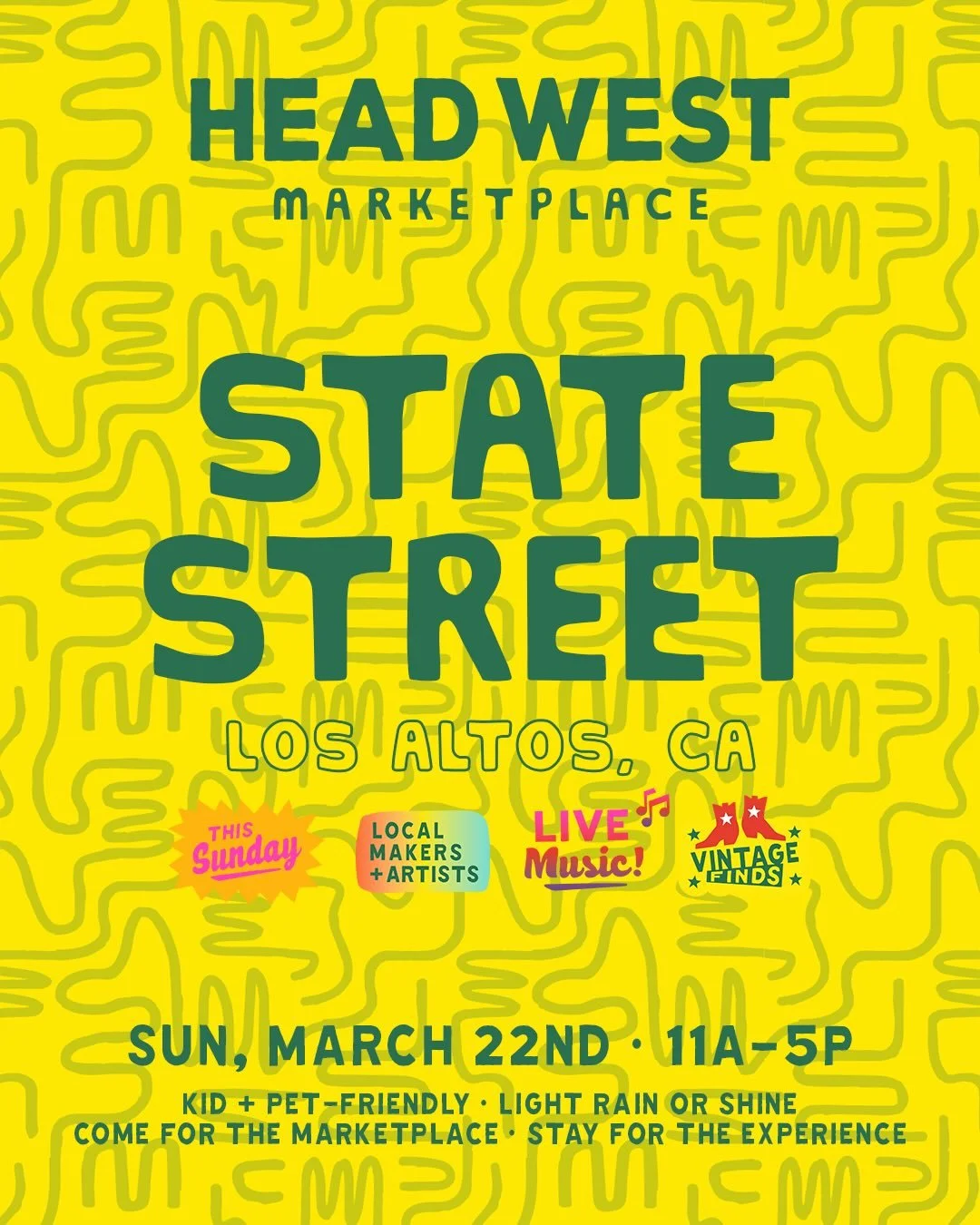 🍃🏘️ HEAD WEST THIS SUNDAY | STATE STREET IN LOS ALTOS 🍃🌞
.
Join us this Sunday, March 22nd as we return to beautiful Los Altos, in partnership with the Los Altos Village Association @dtlosaltos + the City of Los Altos @cityoflosaltos, to kick off