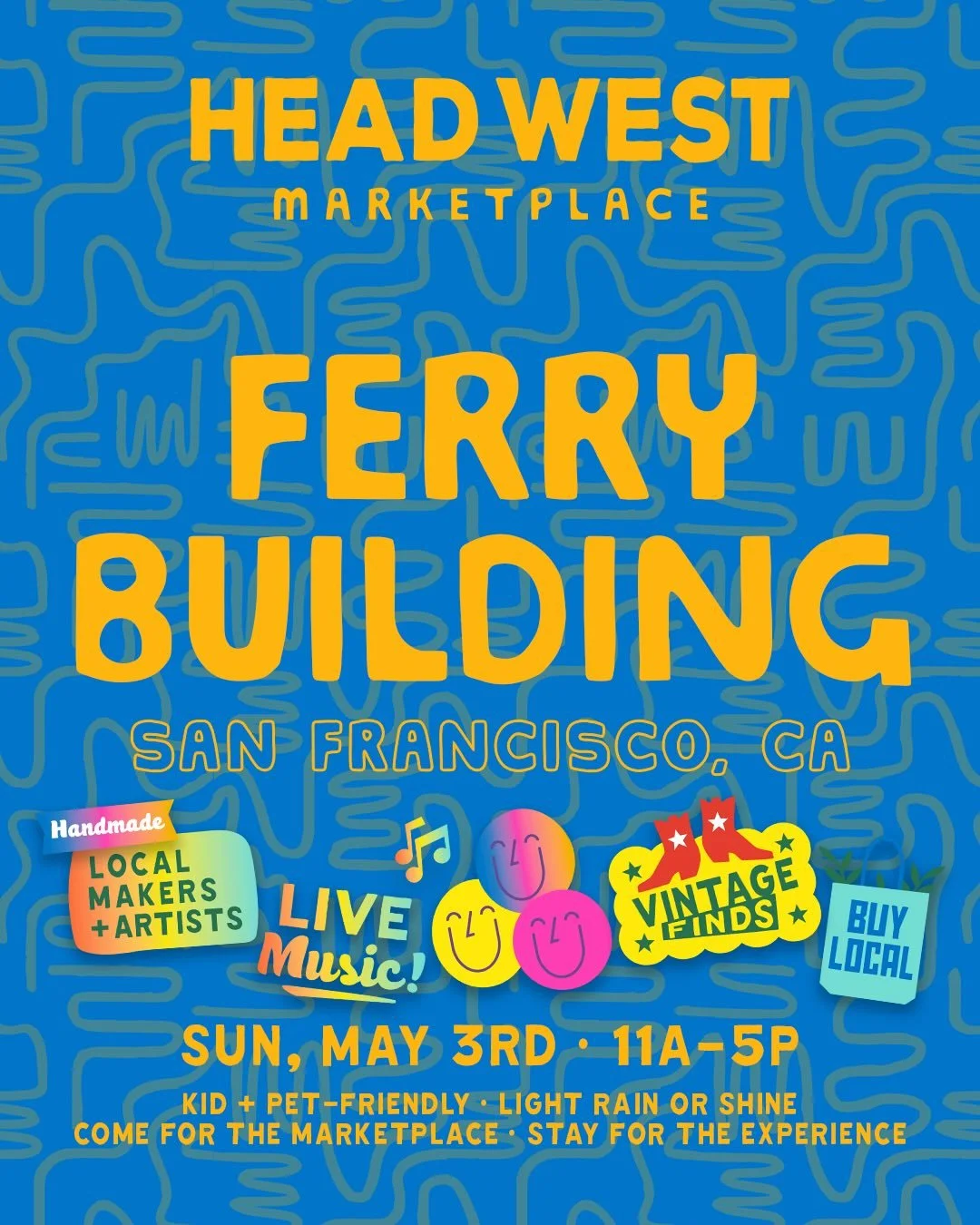 🌞HEAD WEST THIS SUNDAY | SF FERRY BUILDING ⛴
.
Join us THIS SUNDAY, May 3rd at the iconic @ferrybuilding in San Francisco, bringing the Marketplace Magic from 11am - 5pm 🌁✨
.
📍Find us on the Ferry Building back plaza, right on the water with epic 