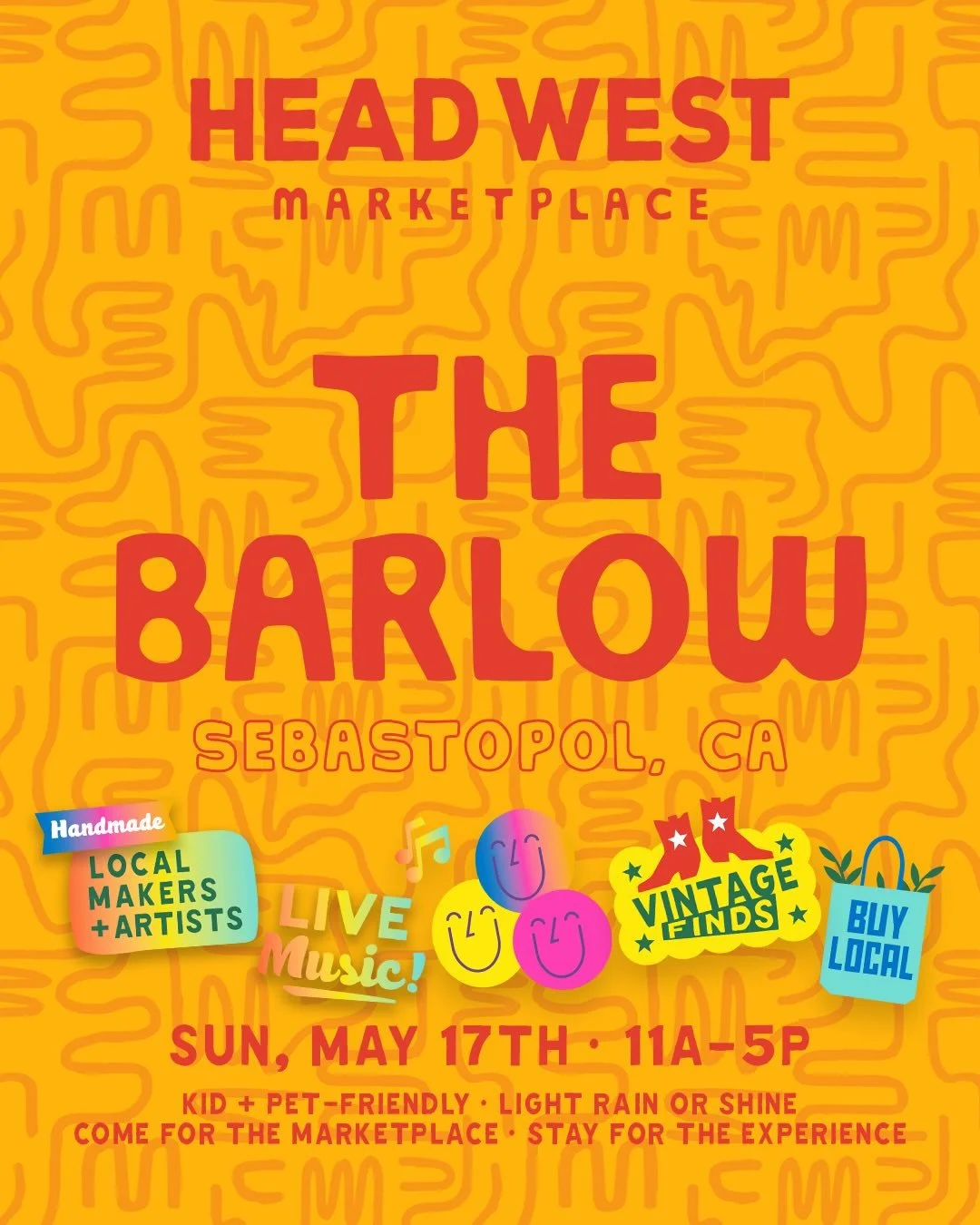 🌞HEAD WEST THIS SUNDAY | THE BARLOW in SEBASTOPOL 🍷🌾
.
Join us as HEAD WEST returns to @thebarlow707 this Sunday, May 17th for a spring celebration of creative community✨
.
📍Find us at 6770 McKinley Street in Sebastopol, CA | 11am - 5pm
.
SHOP SM