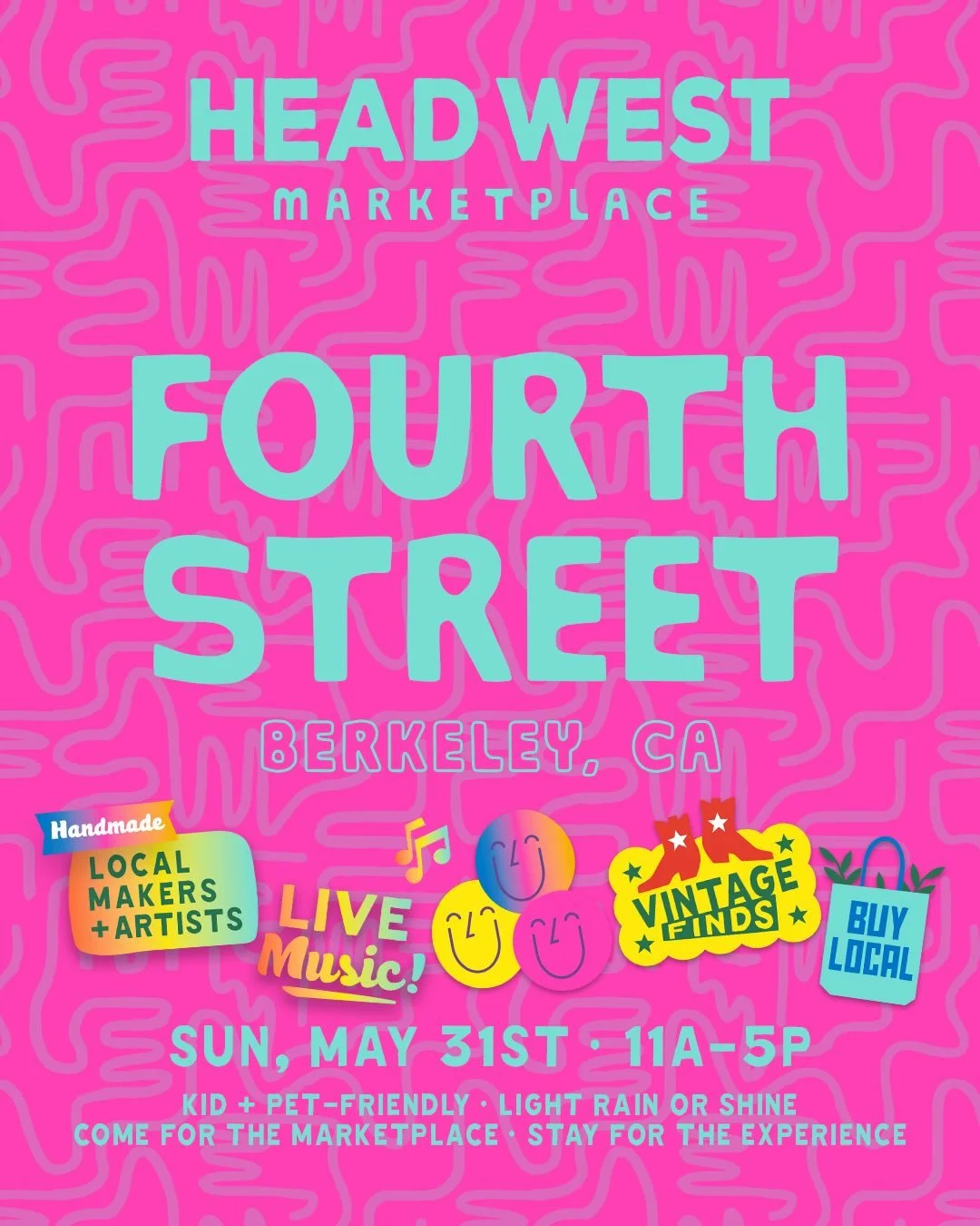 🌞HEAD WEST THIS SUNDAY | FOURTH STREET, BERKELEY 🌳✨
.
Summer in Berkeley is HERE! Join us this Sunday, May 31st as HEAD WEST returns to Fourth Street @fourthstreetshops for a summertime celebration of the creativity and community overflowing in ico