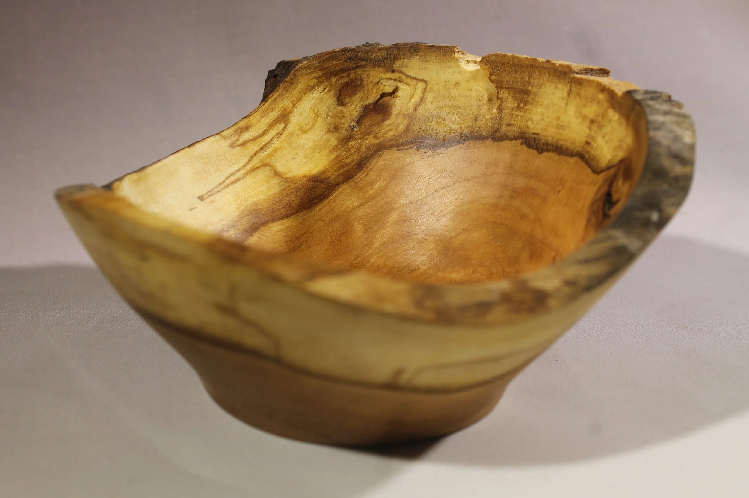 6398
Cherry Natural Edge bowl
5 ¼" diameter x 2 ⁵⁄₈” high.
Finished with Danish oil.
$50