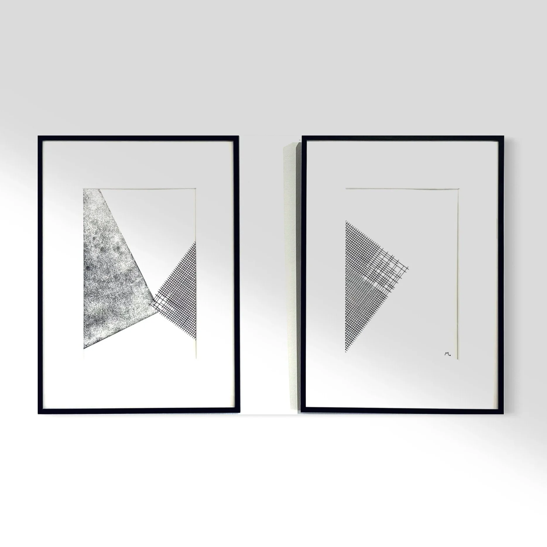 NON-LIEU GÉOMÉTRIQUE 
-
Estampe et Broderie à la main sur papier coton - Dyptique 50x70 (x2)