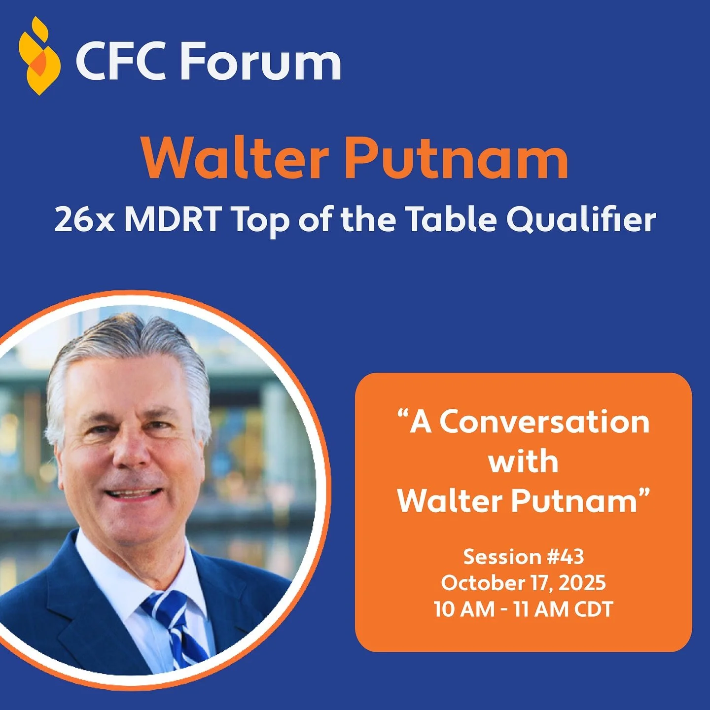 Join us on Friday to hear from Walter Putnam, a 26x MDRT Top of the Table Qualifier! Tap the link in our bio to register! #northwesternmutual
