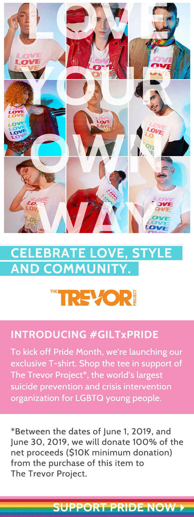 Gilt Pride Campaign with Trevor 2019