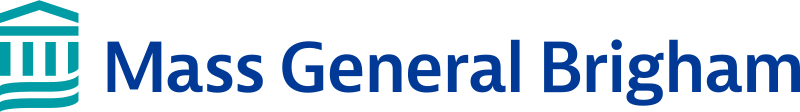 The logo of Mass General Brigham, a healthcare organization, featuring a stylized building in teal and blue text.