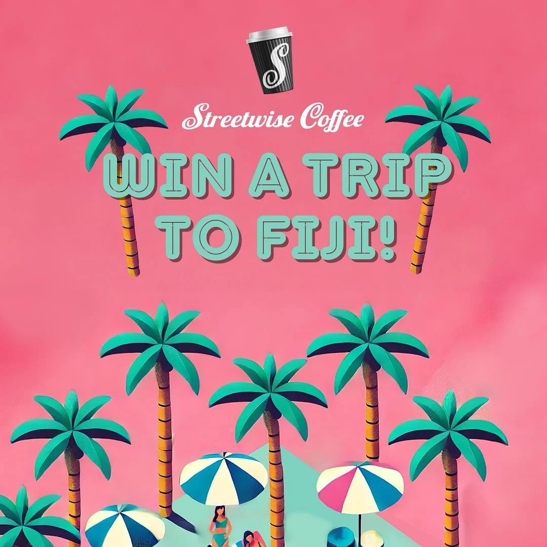 🌴 Be in to win a holiday in Fiji for two! 🌴 

Starting tomorrow (yes Labour Day) buy any barista made drink from any of our carts, and be in to win 🎉

Whether you&rsquo;re ordering via our app or in person, everyone is in with a chance! 

Happy Lo