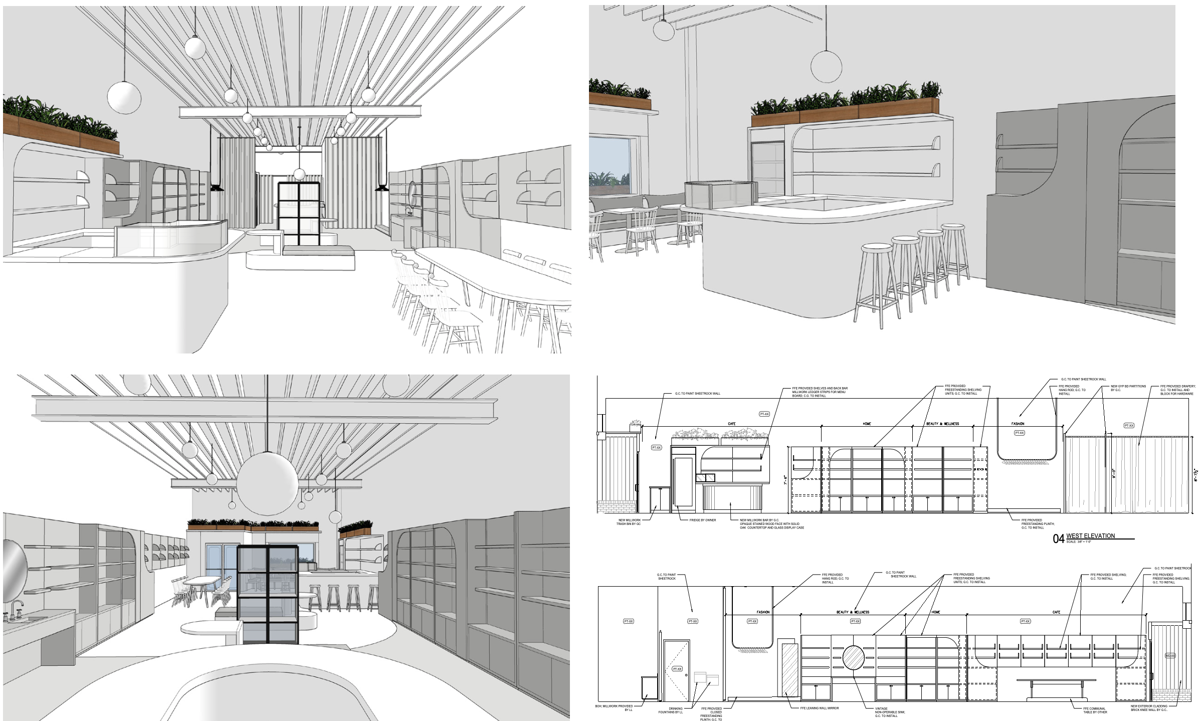3D mockups and elevation drawings