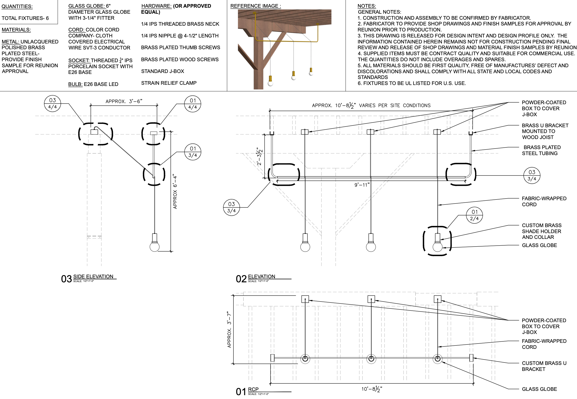 Custom lighting technical drawings