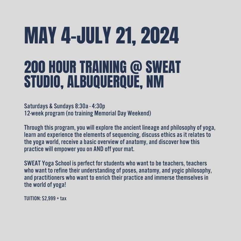 200 Hour Training @ SWEAT STUDIO, Albuquerque, NM