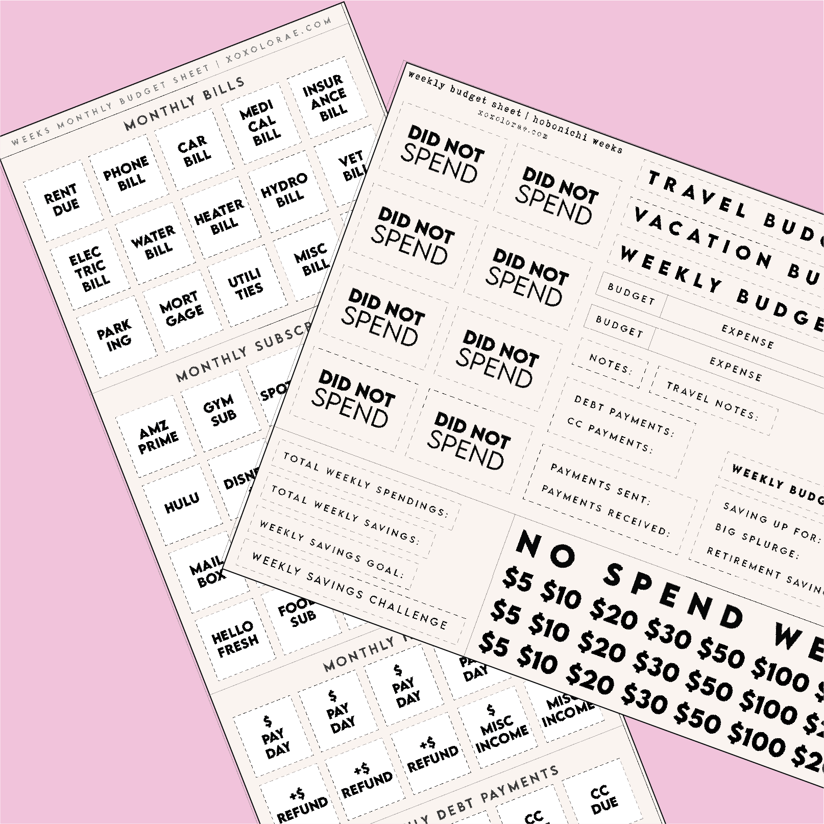 Hobonichi Weeks Budgeting Planner Stickers - Weekly + Monthly ✦ Digital Download✦