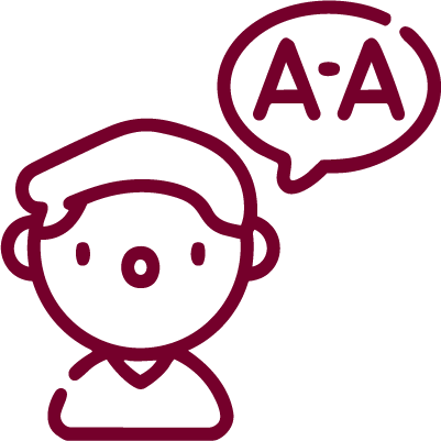 icon of a boy pronouncing the letter a