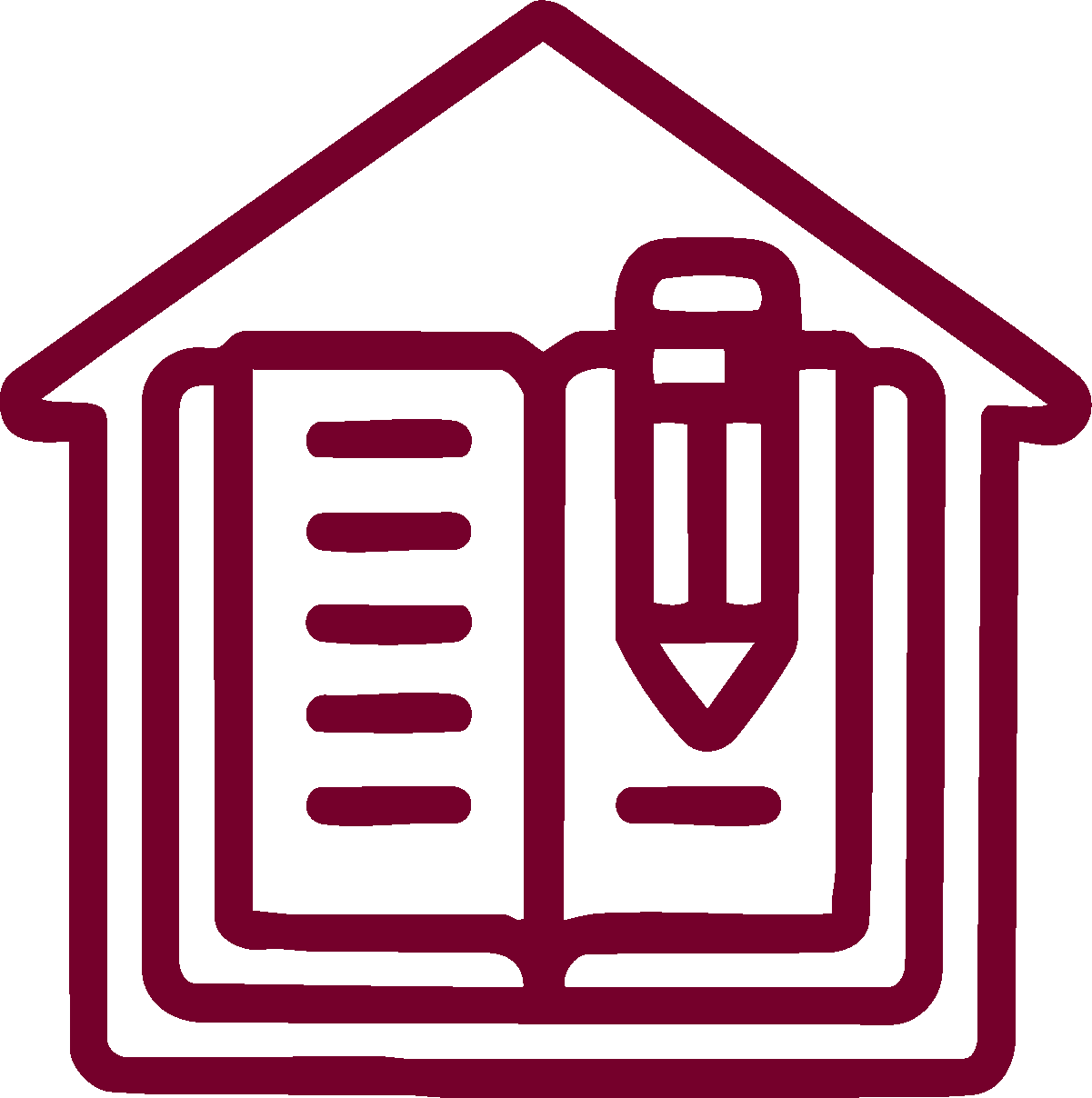 illustration of notebook inside a house