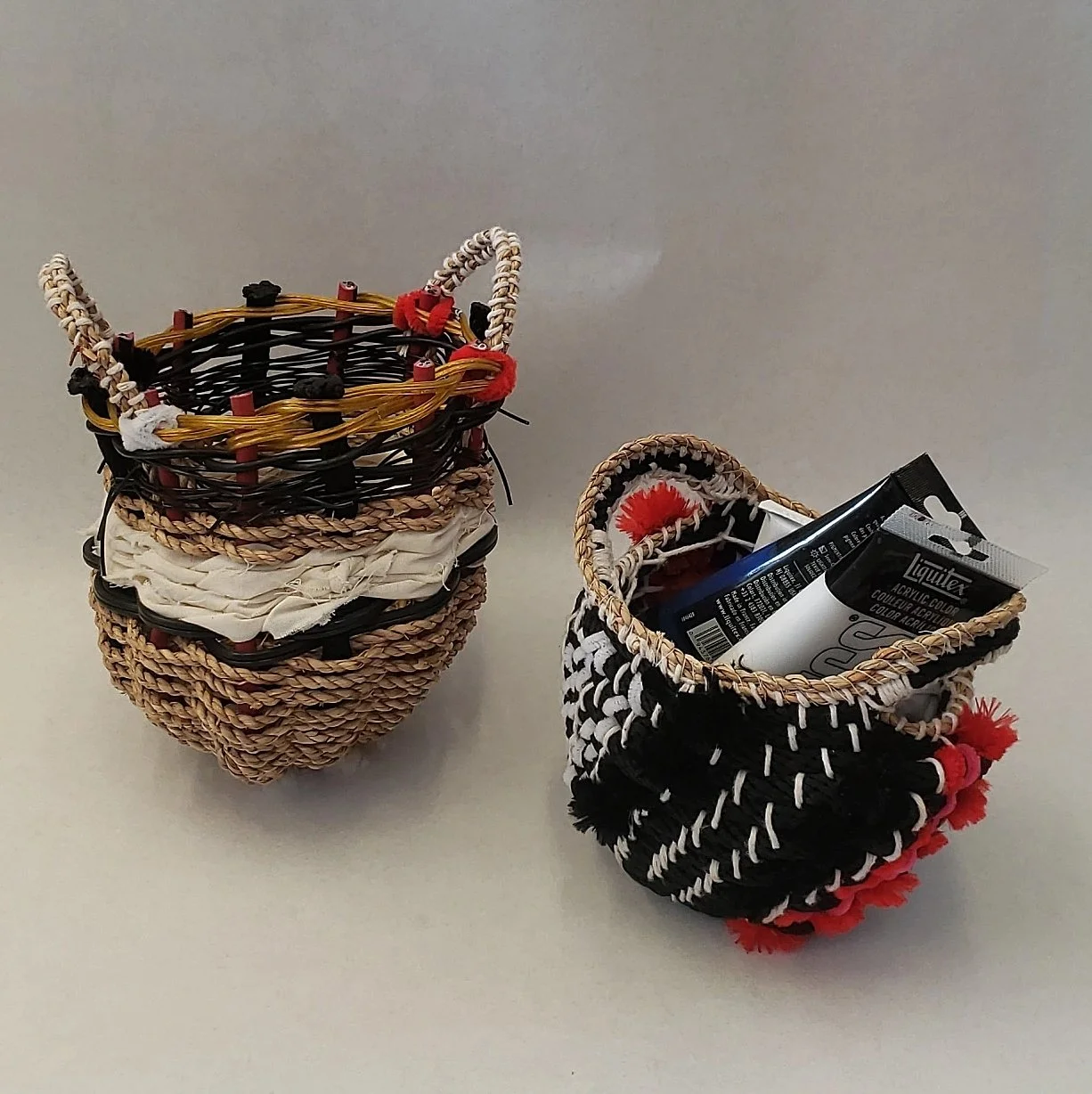baskets made from scraps and trash