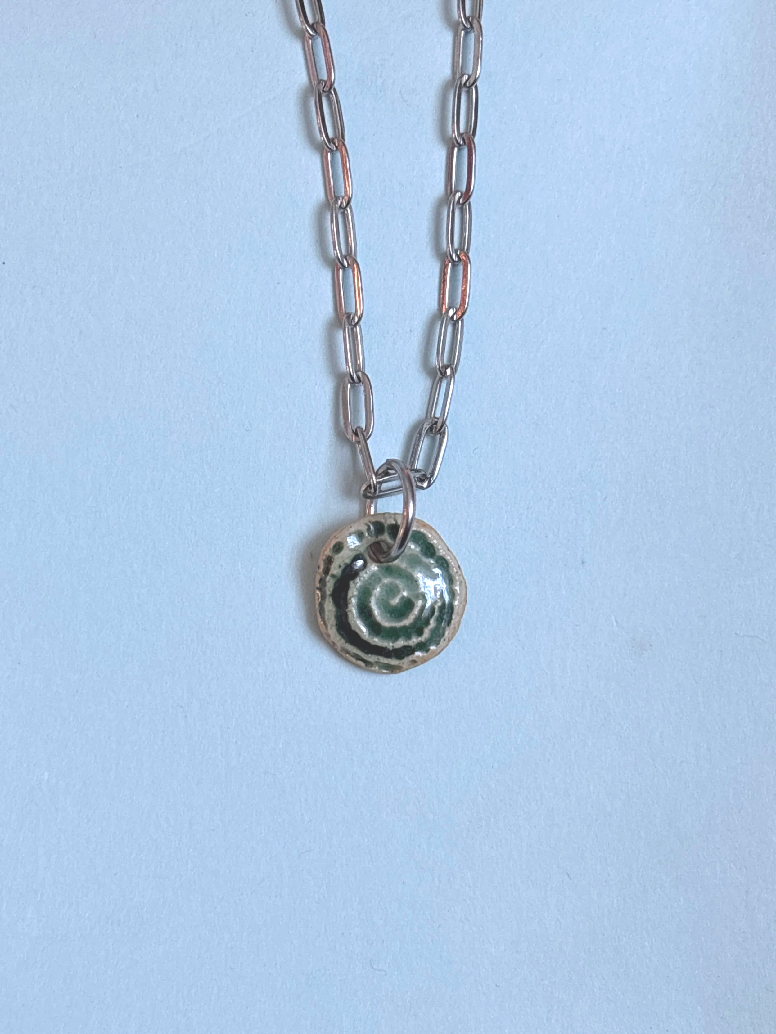 green copper oxide spiral pendant (.5")