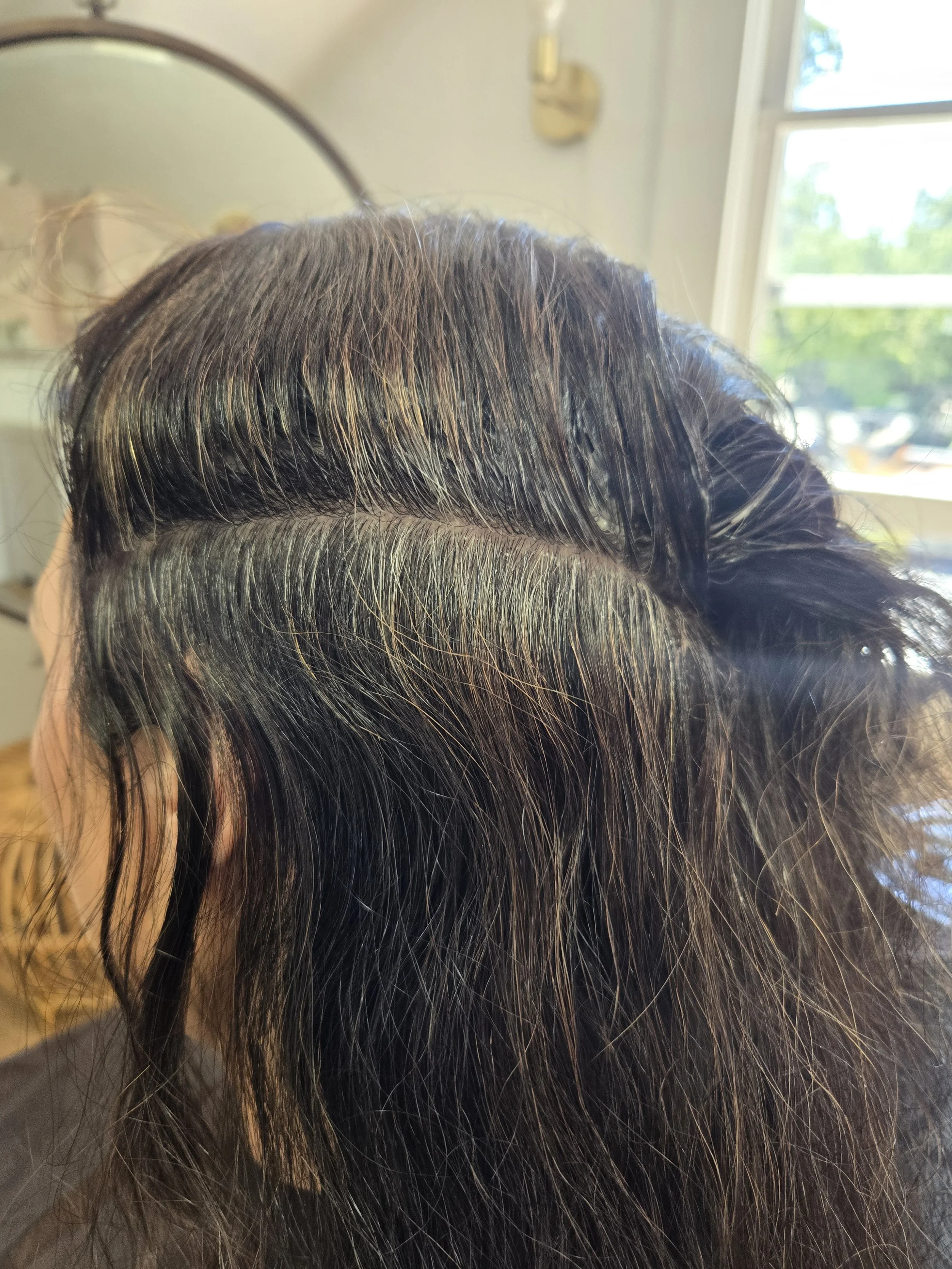 Gray coverage and dimensional highlights by Color by Julie in Auburn, California.