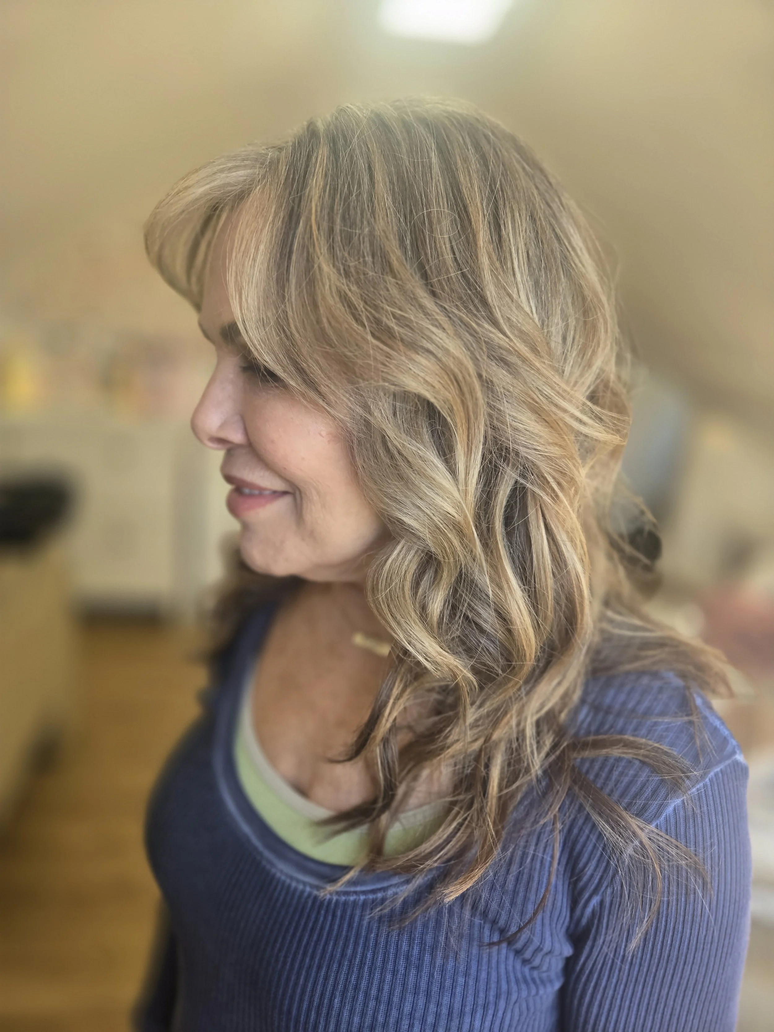 Custom highlights with gray coverage by Color by Julie in Auburn, California.