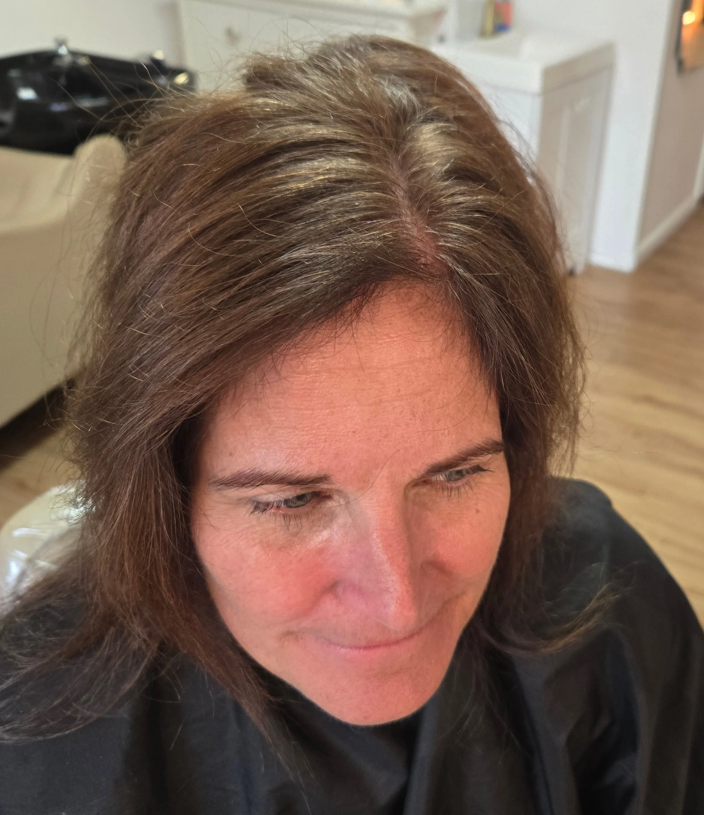 Custom gray hair coverage by Color by Julie in Auburn, California.