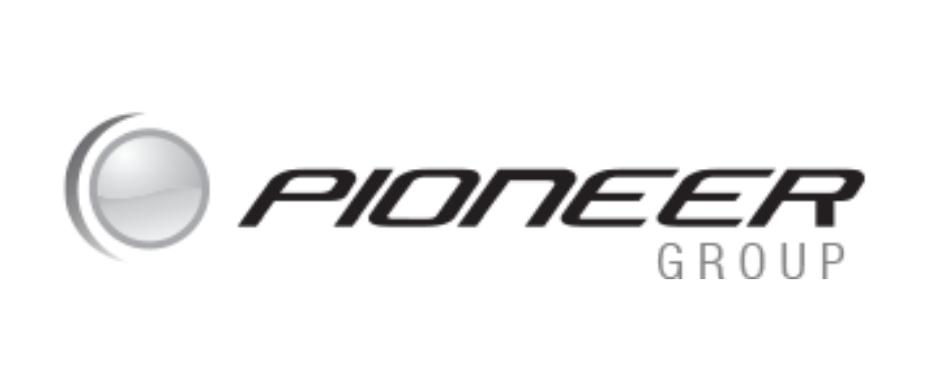 Logo of the Power Group with a futuristic font and metallic design.