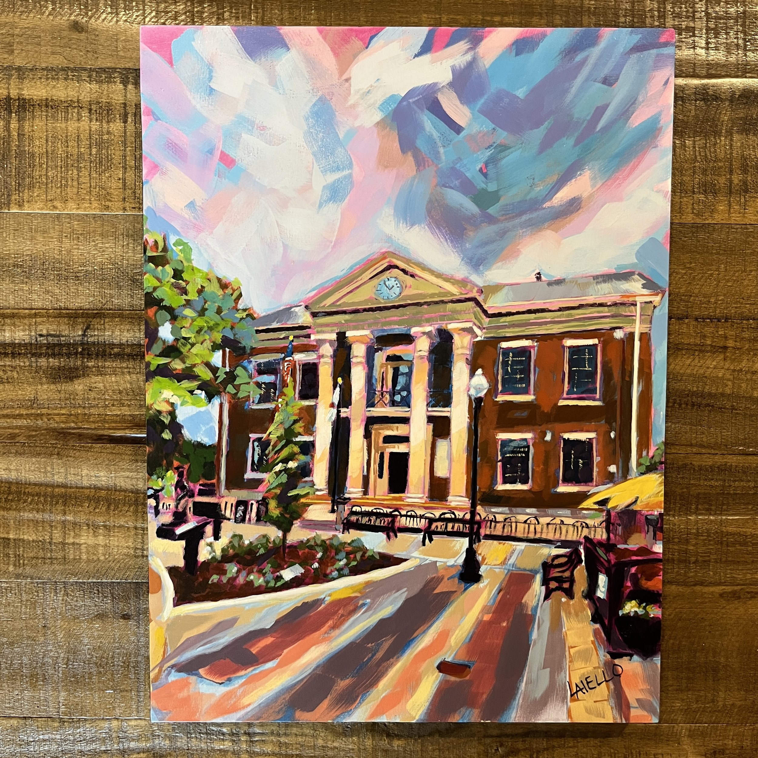 Franklin Courthouse
12x16" Acrylic on 3/4" cradled wood panel
sides painted black