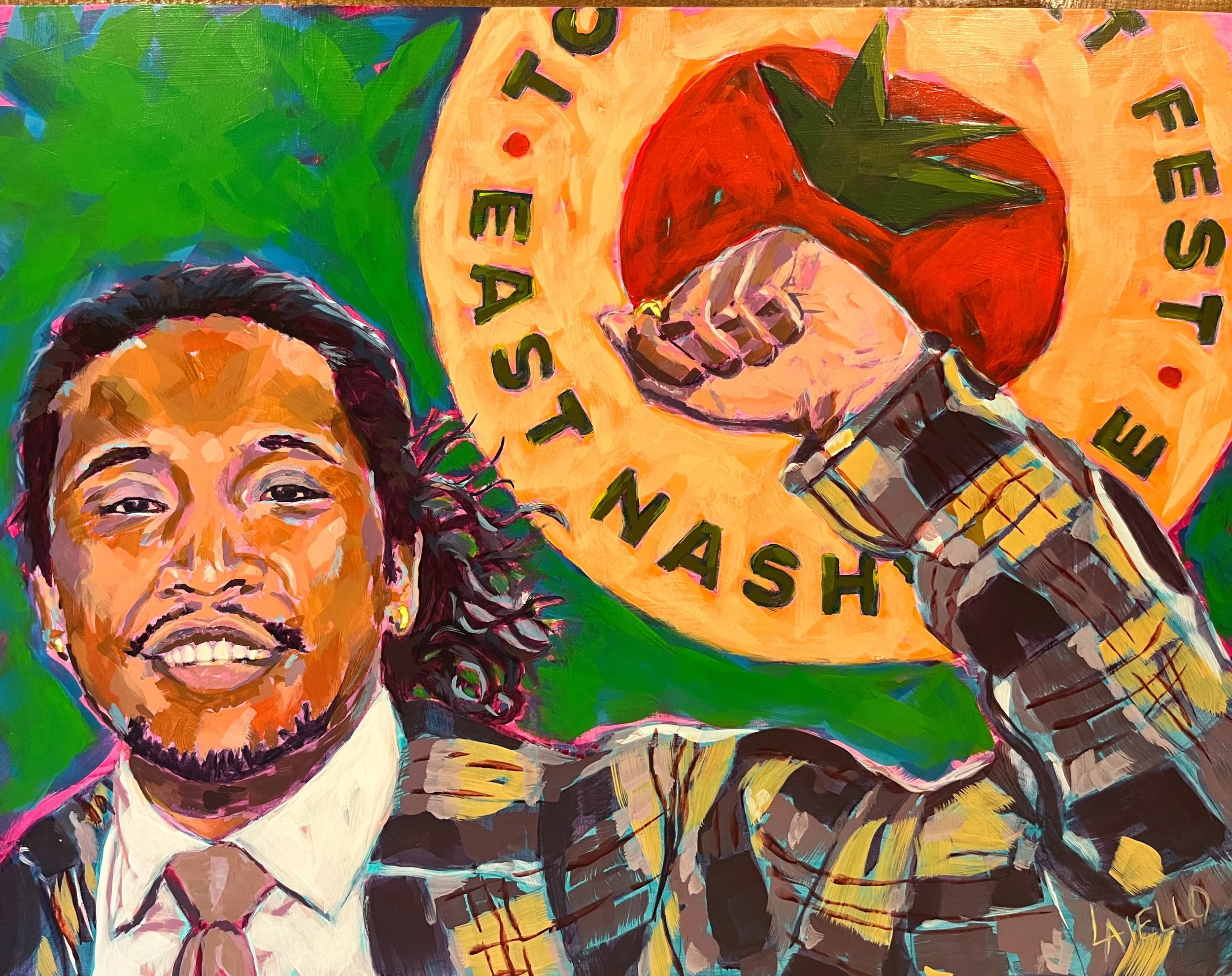 "The Uniter" 16x20" Acrylic on 2" cradled wood panel.  Sold at Tomato Fest 2026.
