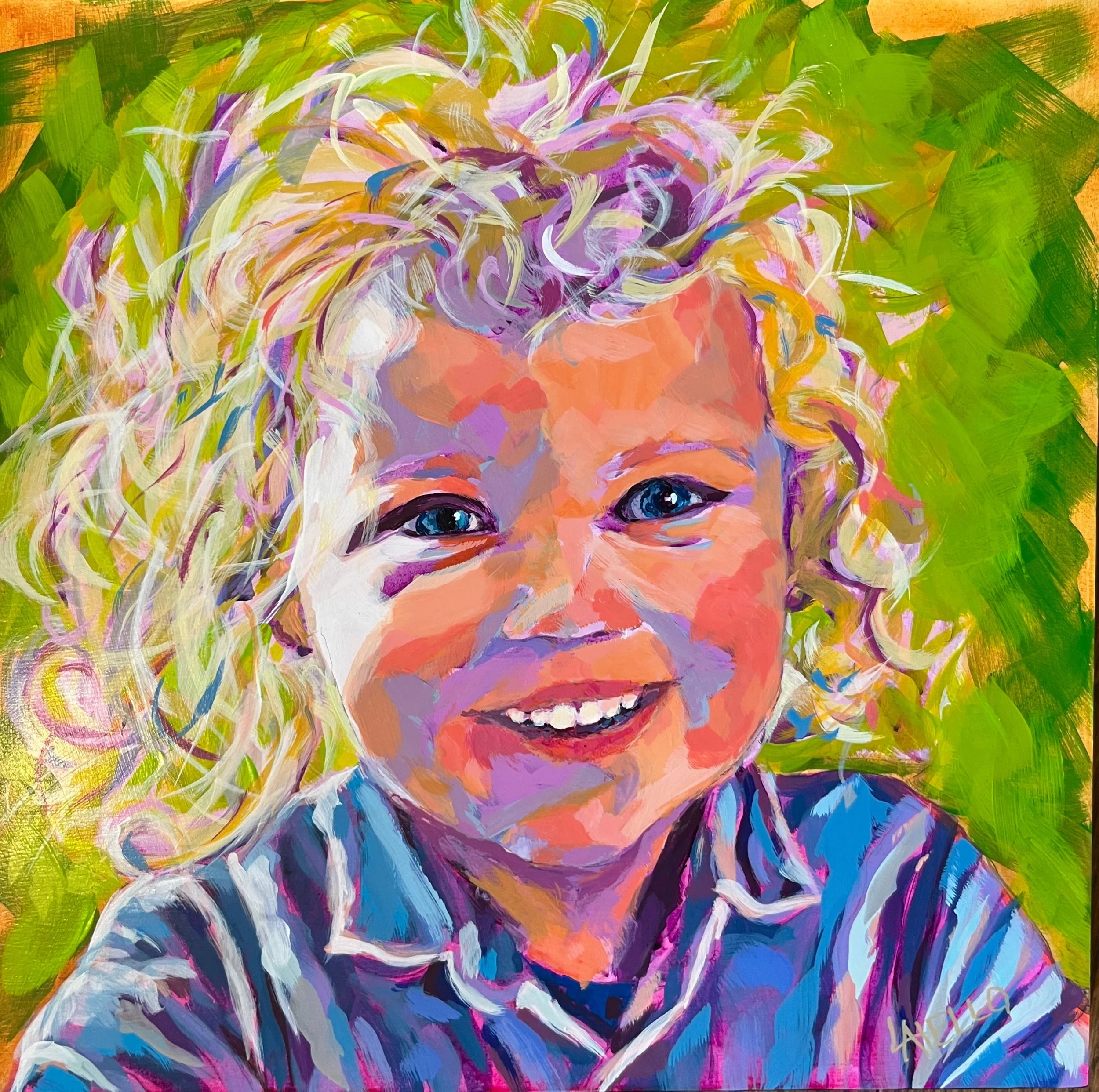 "Eugent" 12x12" Acrylic on 2" cradled wood panel. Sides painted black.  Ready to hang.