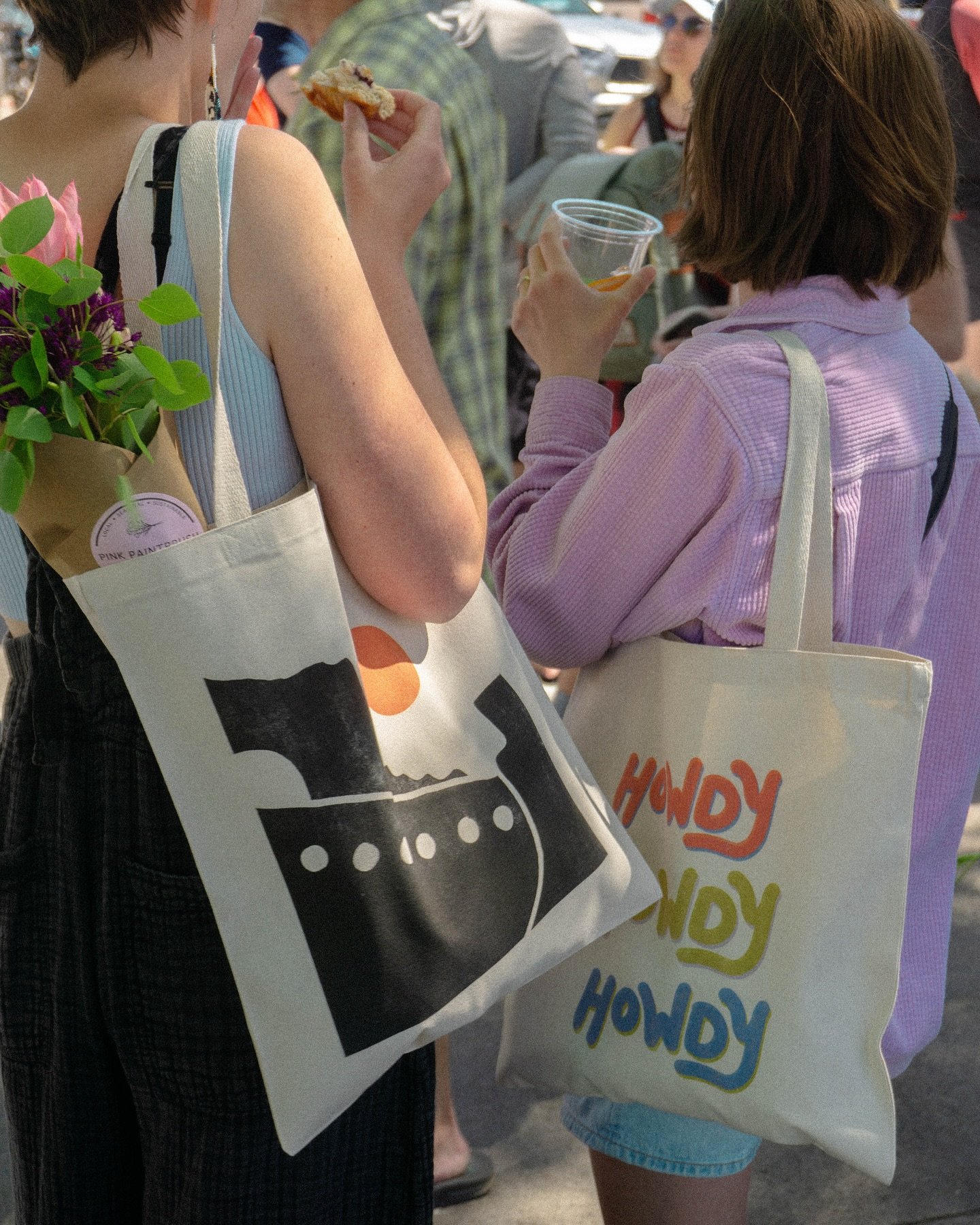 Tote bags have arrived and just in time to take on your fun &amp; cute summer adventures &mdash; coffee shop hangs, farmers market visits, and more.

I&rsquo;m super excited about these two new designs, retro inspired howdy typography and an abstract