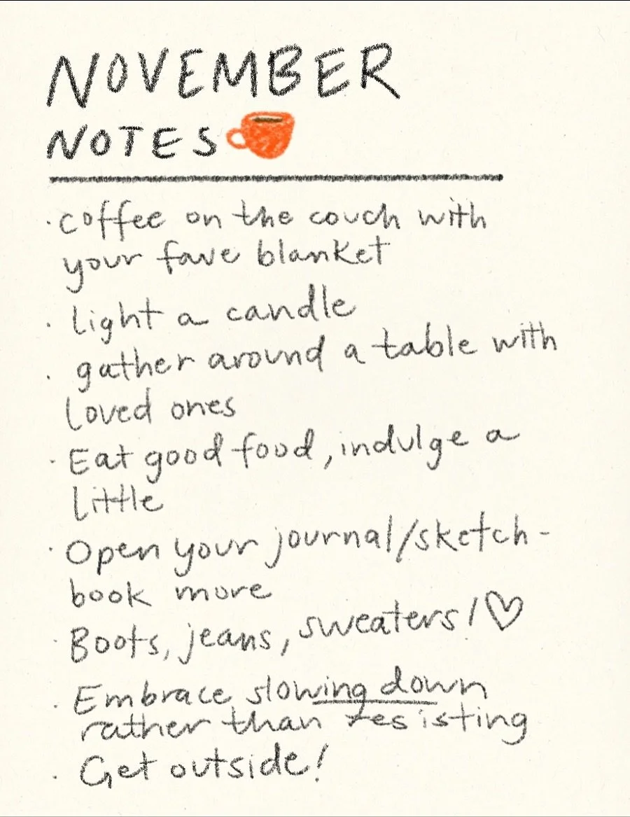 Things I&rsquo;m embracing//manifesting this November &gt;&gt; what are you stepping into? 

I usually see November as a weird in between time but this year I want it to have its *own moment*. With the year drawing close to a close and less daylight 