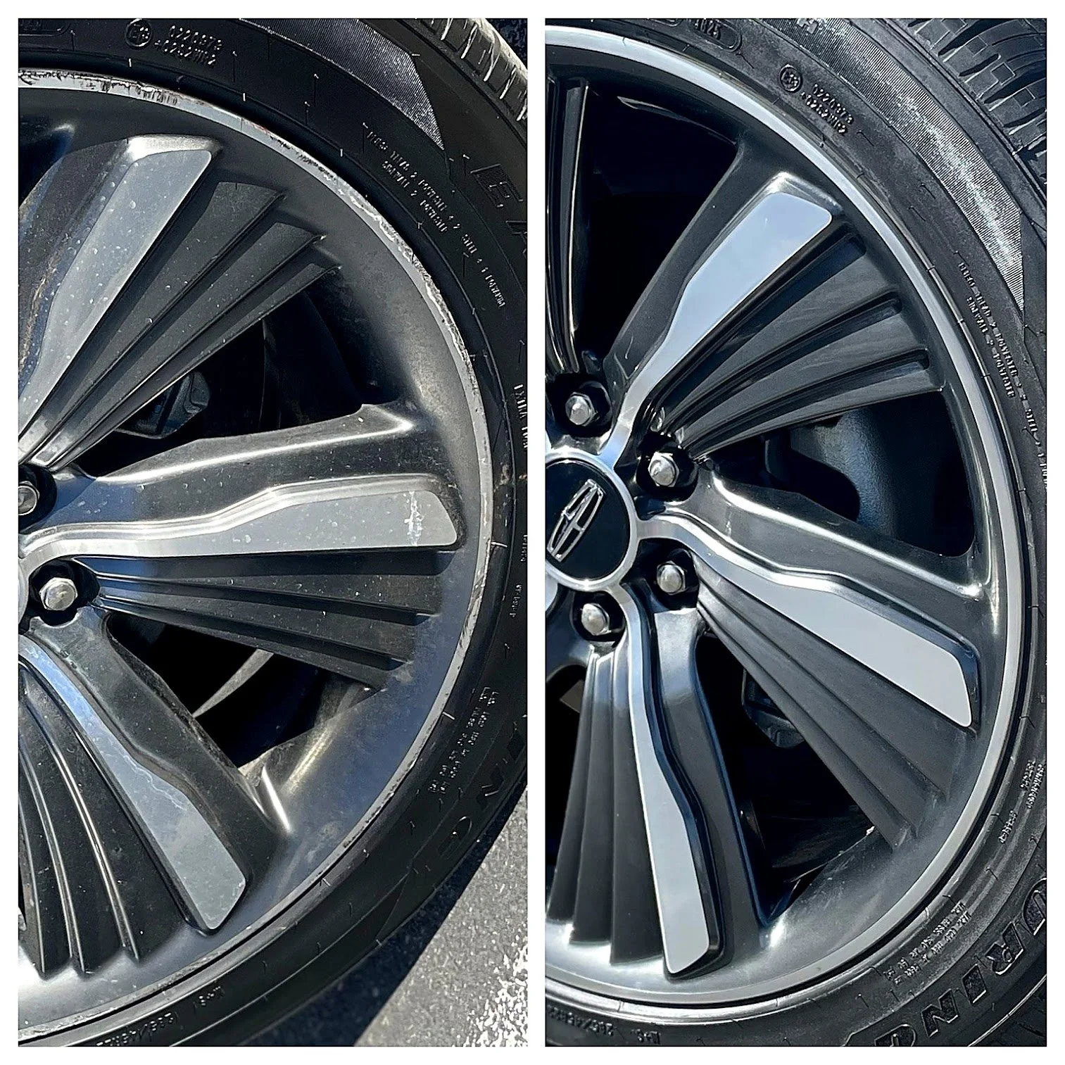 Polished wheel with curb damage