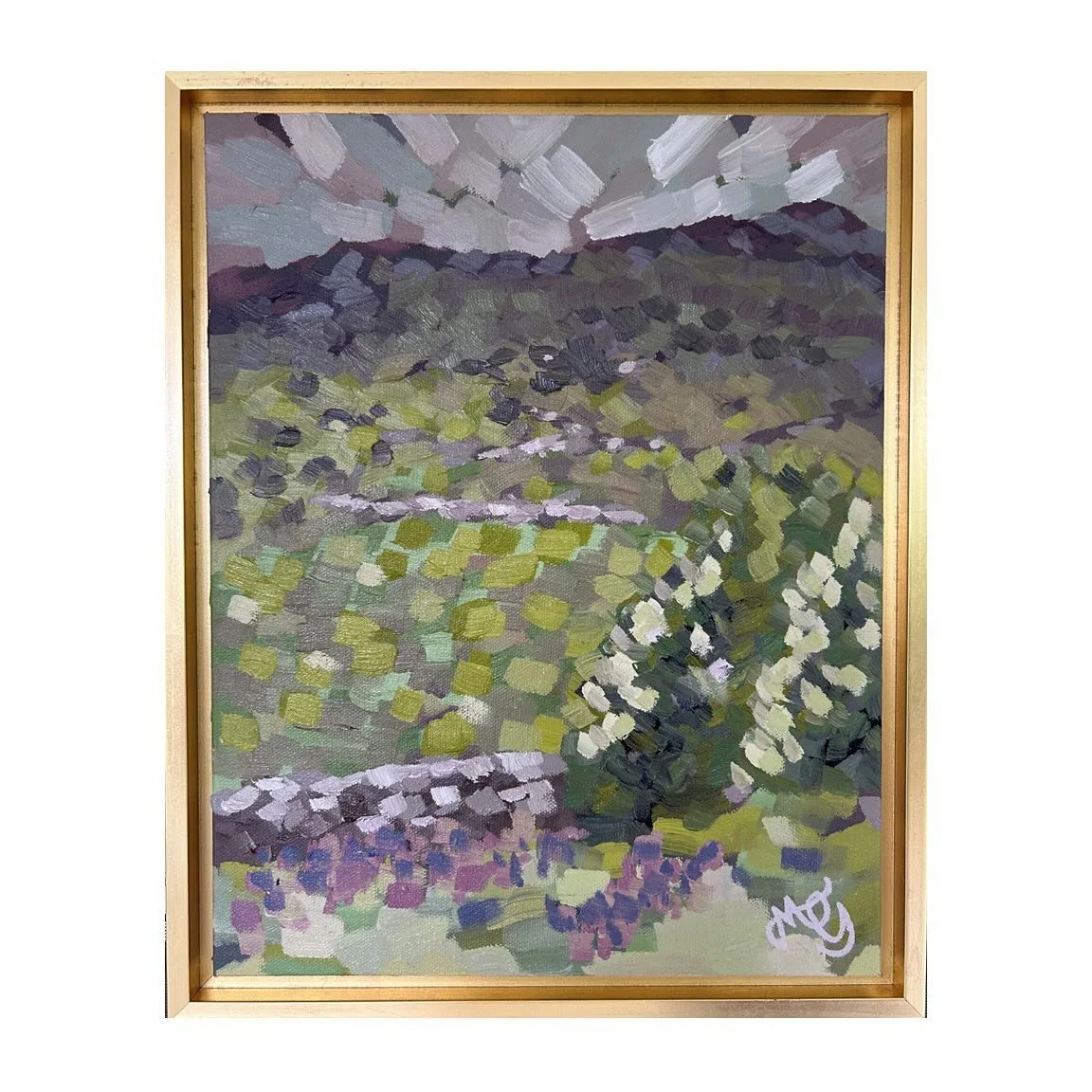She&rsquo;s off to a new home! 

Inspired by our trip to the Lake District, this small format landscape has a moody grey sky and little wandering stone walls that are distinct features of that part of the world. Weather in Atlanta has been dreary and