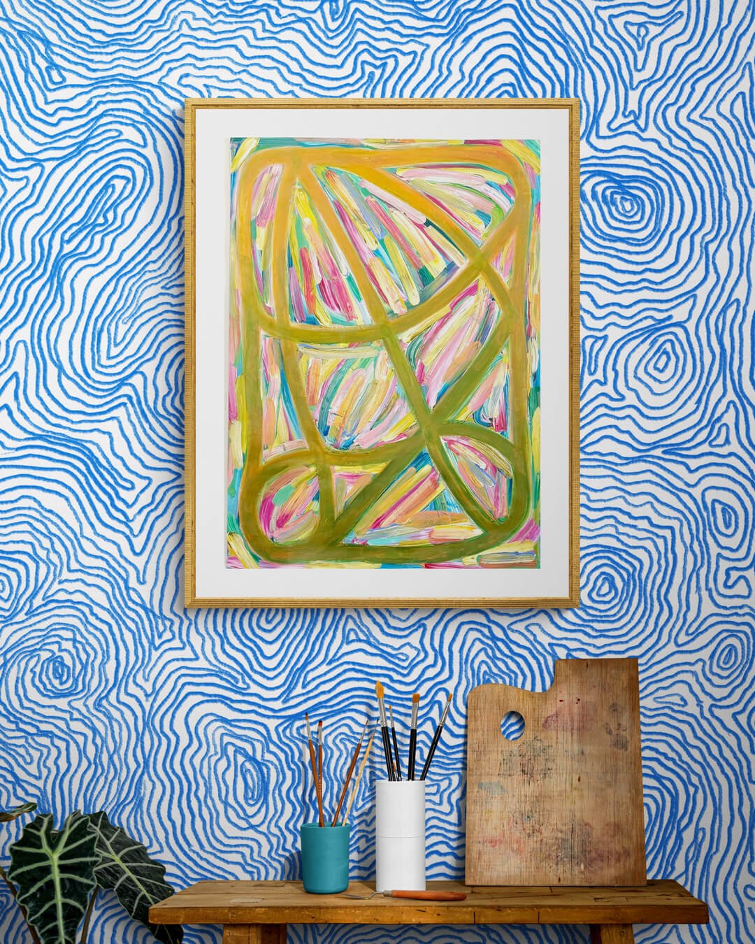 Waiting, 2025. 22" x 30" - Orginial Acrylic Abstract Painting on Paper - Patricia Rapp Artist