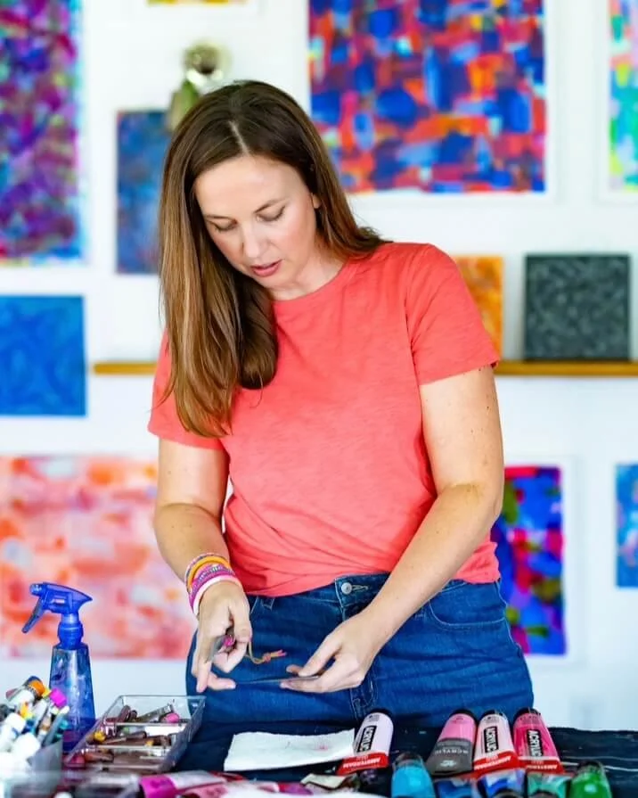 Patricia Rapp Color Abstract Artist painting in Studio