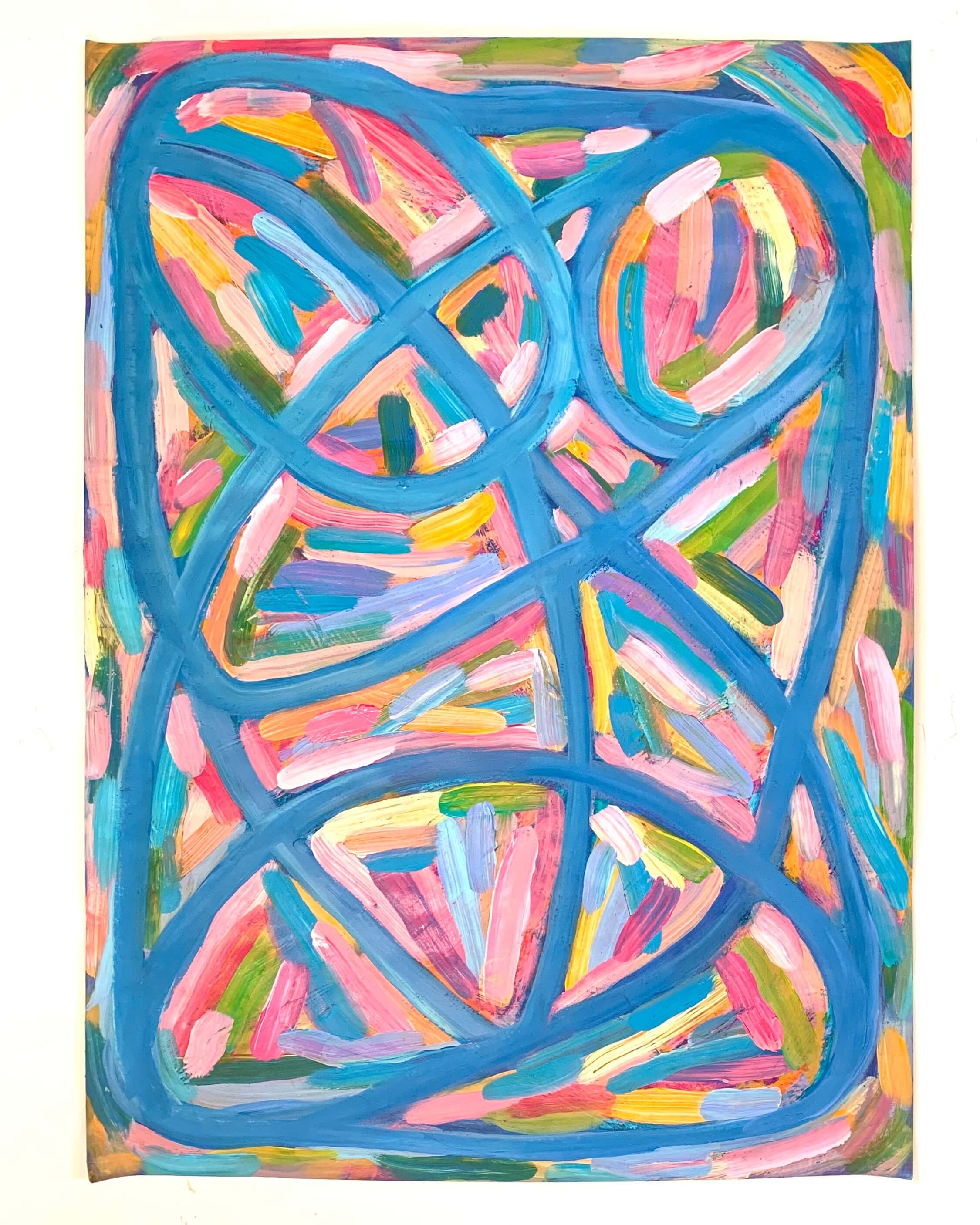 Minivan, 22" x 30" Original Abstract Acrylic on Paper by Patricia Rapp