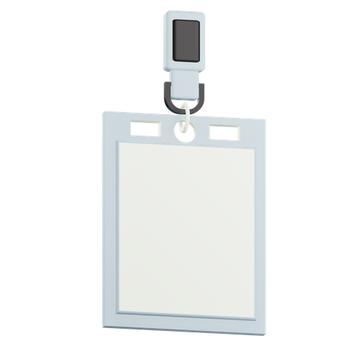 Digital ID badge with an embedded RFID chip, attached to a retractable badge reel.