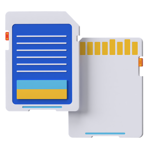 Digital storage devices, possibly SD cards or memory cards, with one card partially covering another.