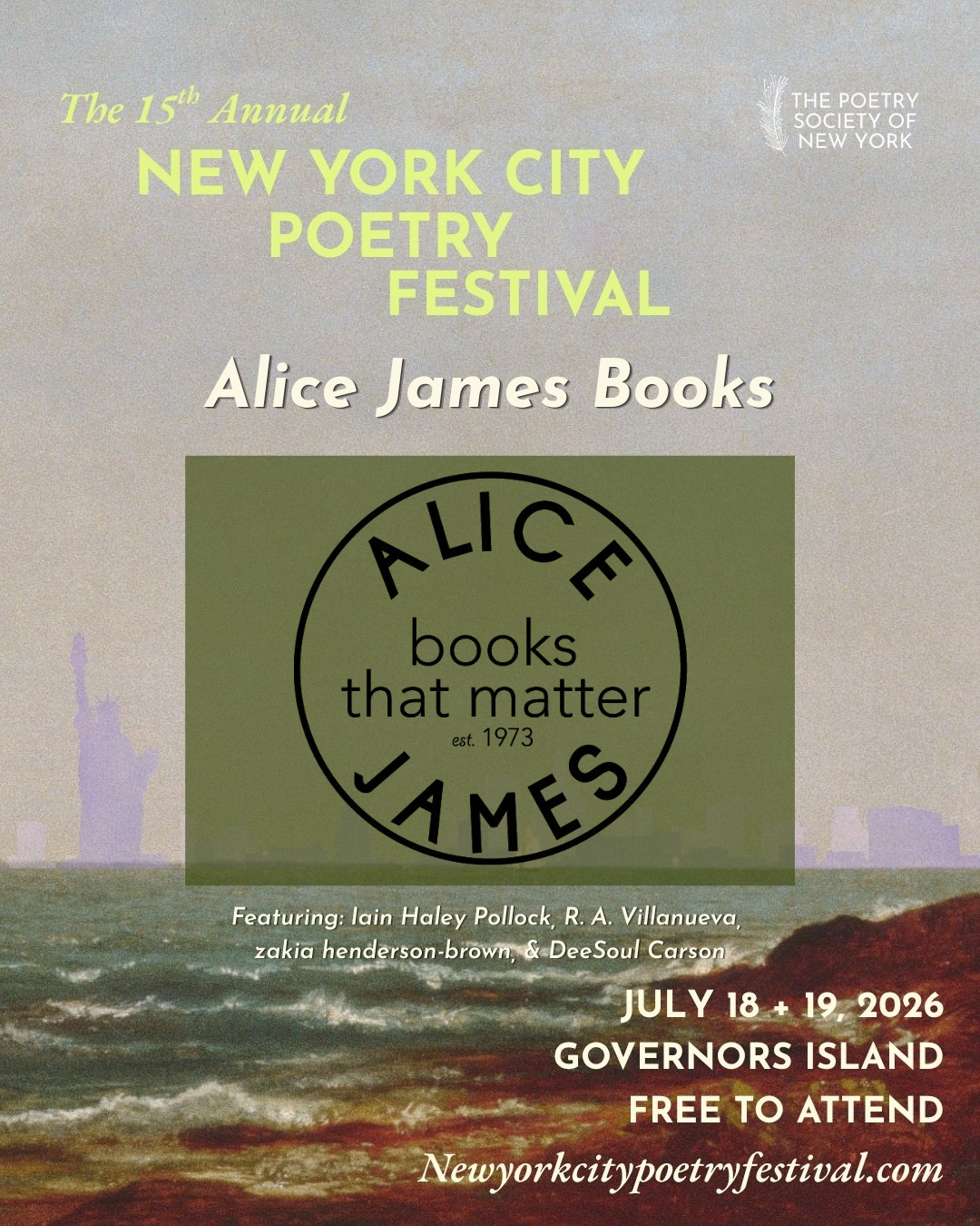 Alice James Books @ The New York Poetry Festival 2026