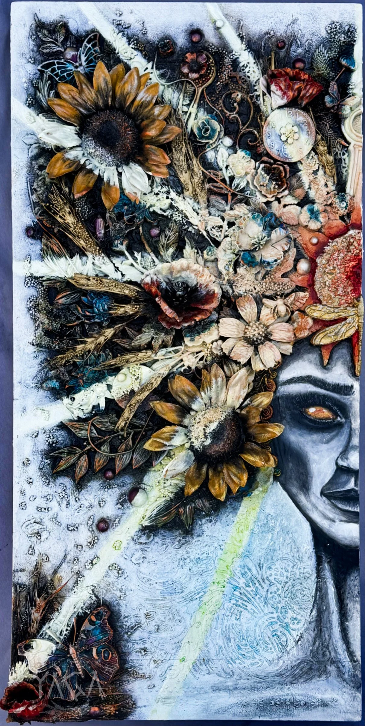 "POŁUDNICA", 2022, 12X24 IN, MIXED MEDIA ON WOOD PANEL