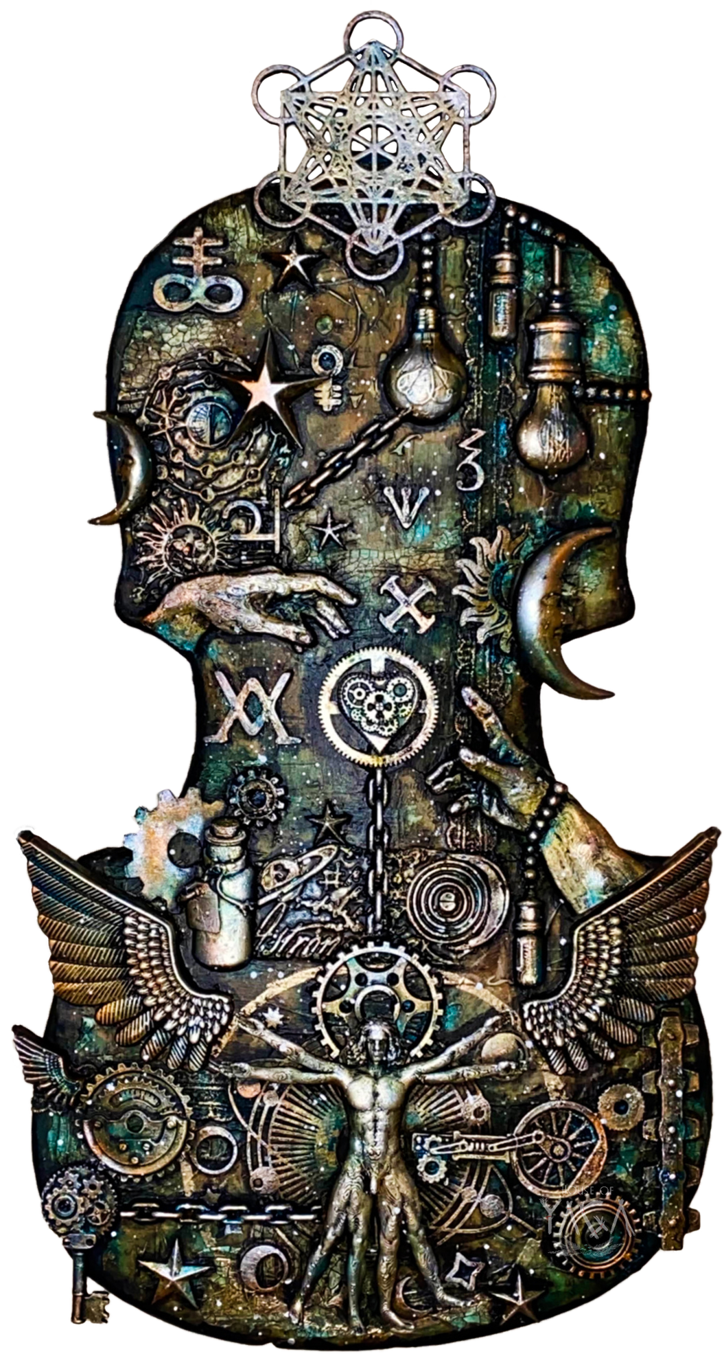 "Alchemy", 2025, mixed media on vintage violin