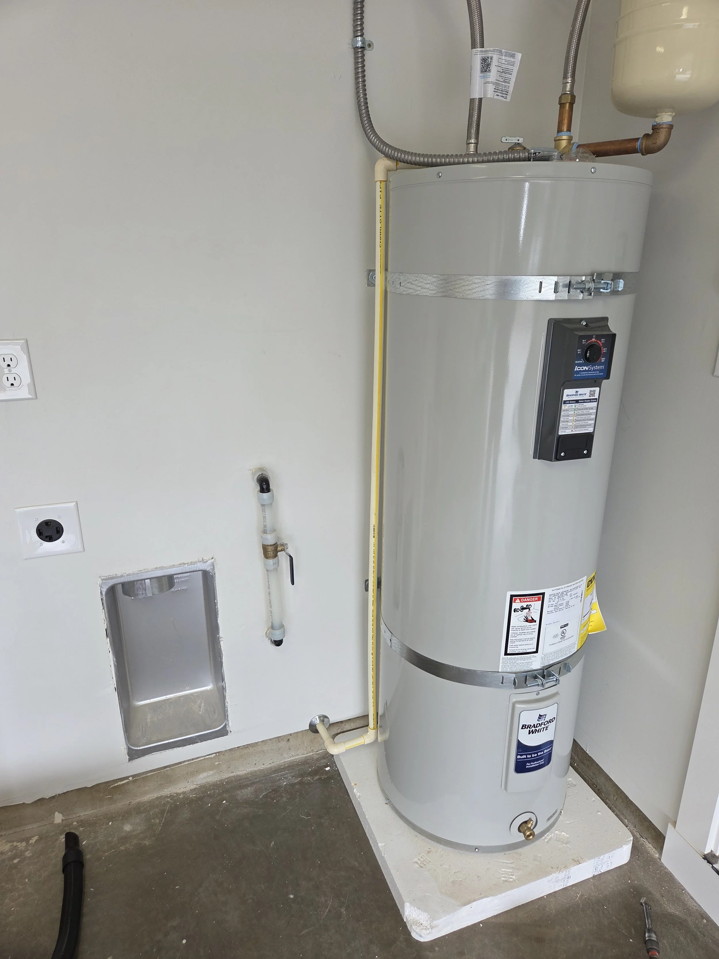 Water heater install in a new construction home near Woodland, WA
