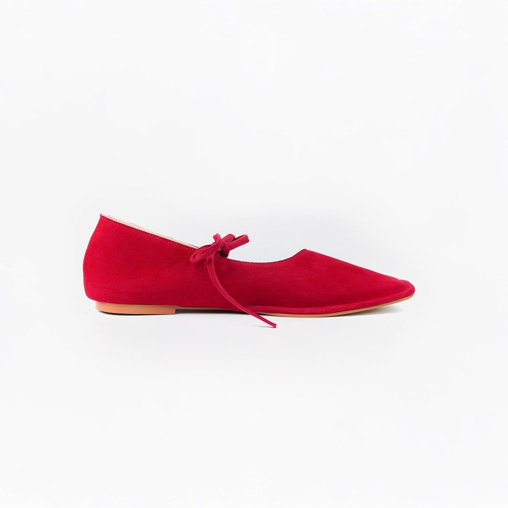 Archibald's Marisols in Apple Red Suede Sheep Lady Jane Style Shoes for  Women's  Archibald's