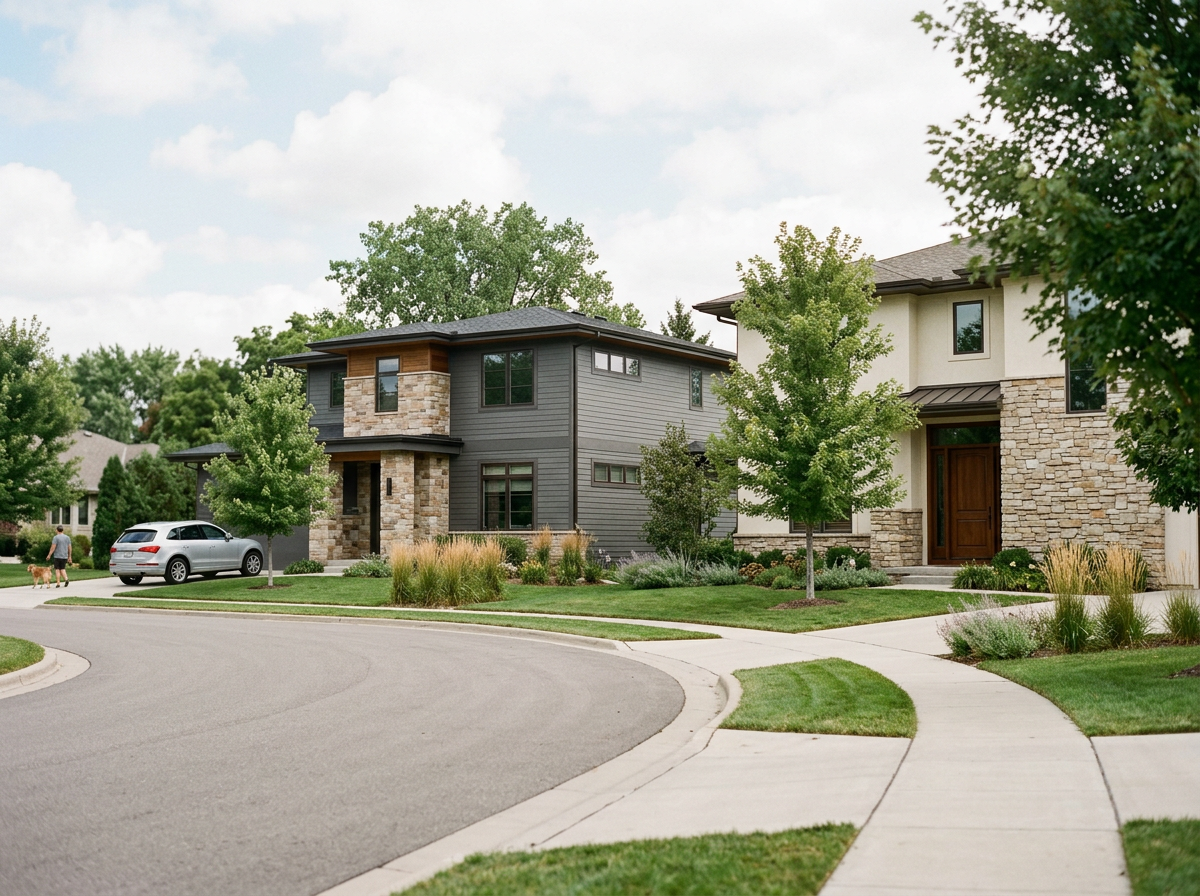New single-family homes in a residential neighborhood