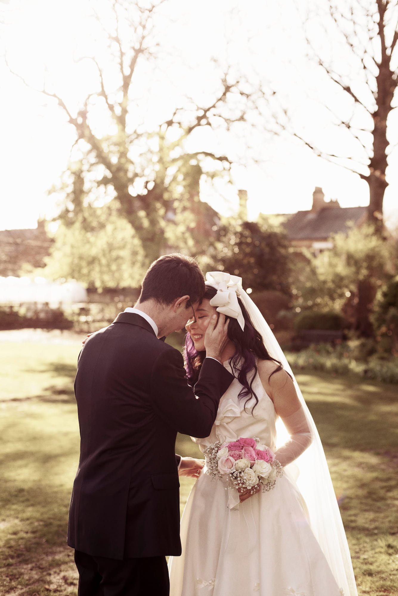bride and groom sharing candid moment