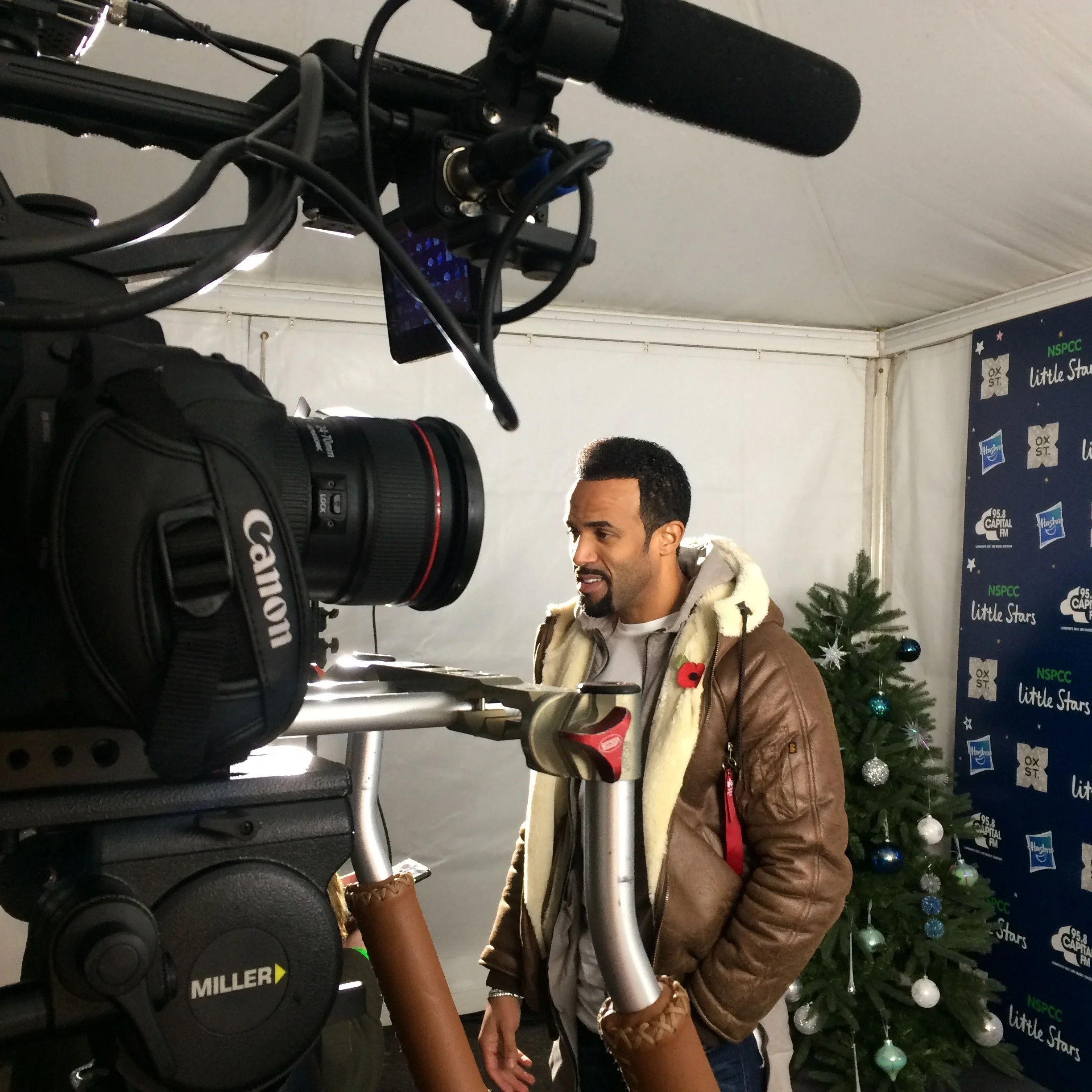 Kirsty Malcolm interviews Craig David on location for the Christmas Lights switch on with Press Association and NSPCC
