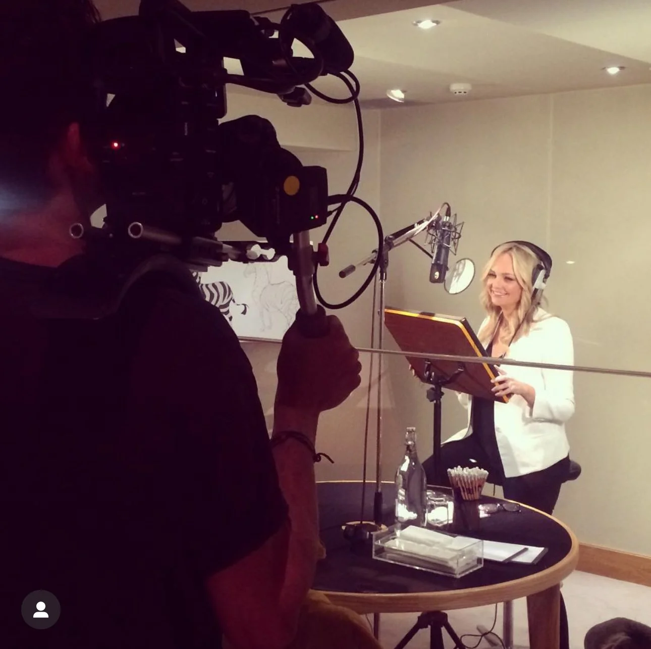Producer Kirsty Malcolm in the studio filming with Spice Girl Emma Bunton for Disney