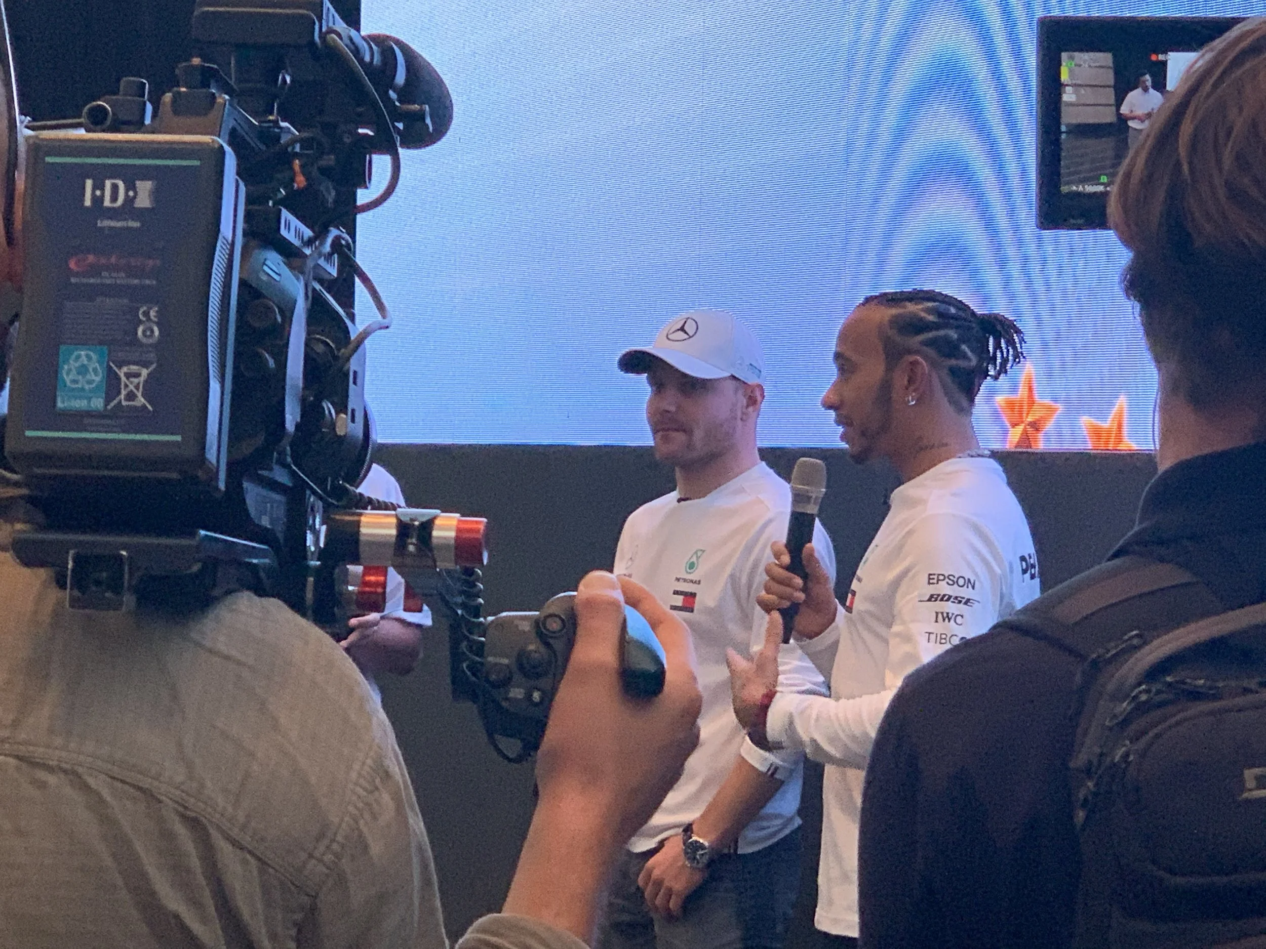 Kirsty Malcolm on-location in Kuala Lumpur for Petronas to interview Lewis Hamilton