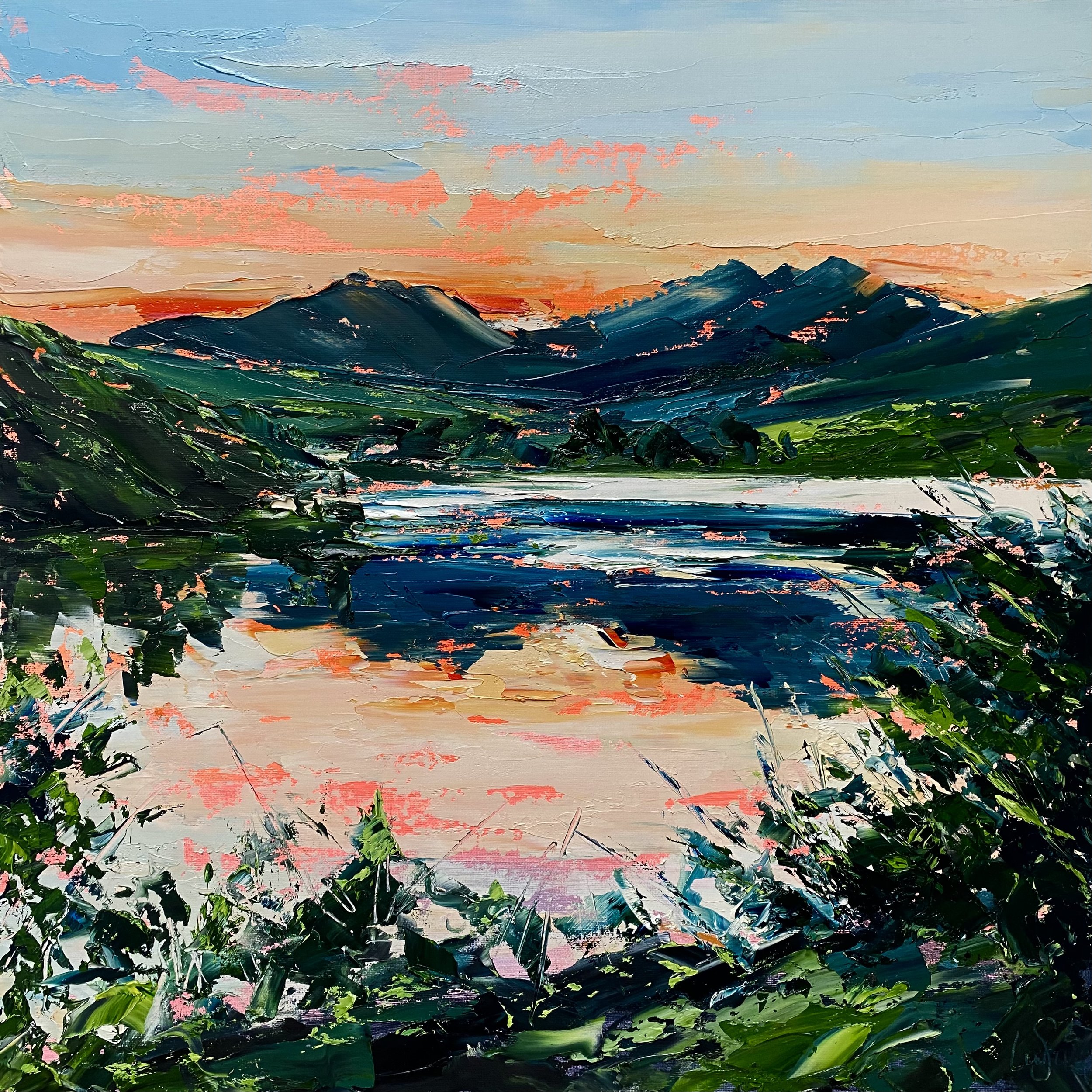 Golden hour, Llynnau Mymbyr 60x60cm.jpg
