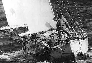 Image of Sir Robin Knox-Johnston on his yacht