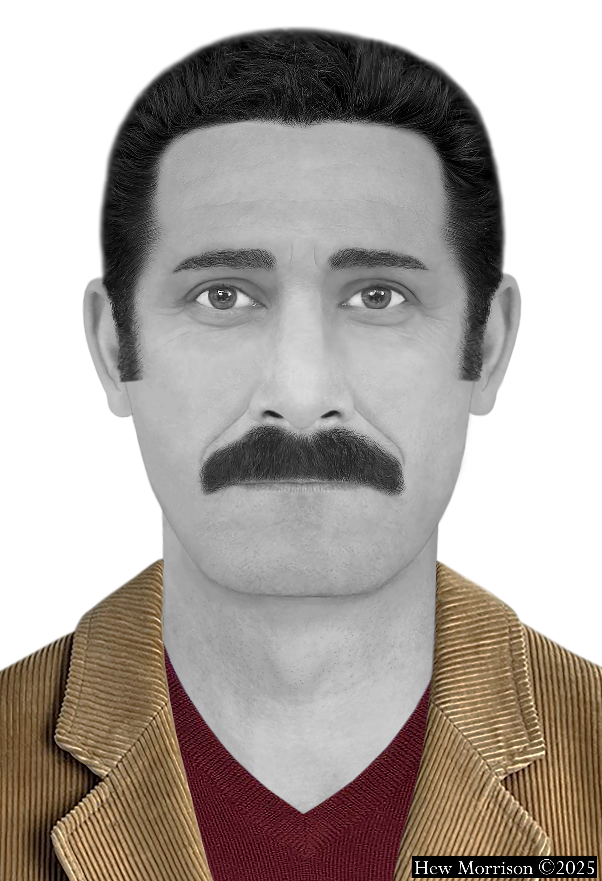 Living depiction of Epping Forest Man by Hew Morrison