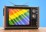 TV with LGBTQ flag filling the screen