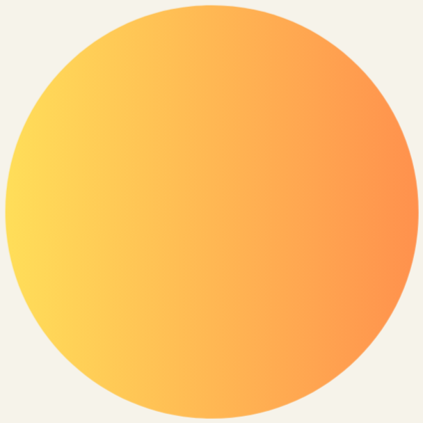 A large circle with a gradient color transition from yellow on the lower left to orange on the upper right.