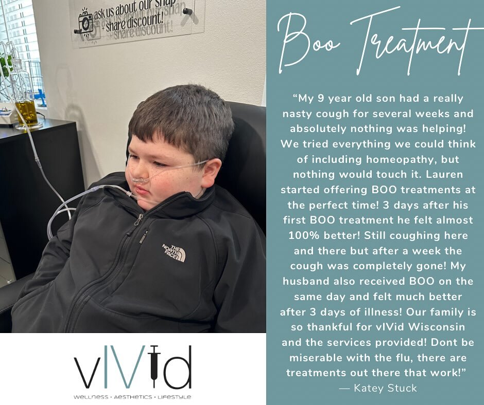 We are SO happy hearing how much BOO (breathing ozone through olive oil) has been helping our clients and their families battle this nasty virus going around! 🤧🦠Just ONE treatment and he was feeling normal again! 🙌🏻🙌🏻 

Just like she said in th
